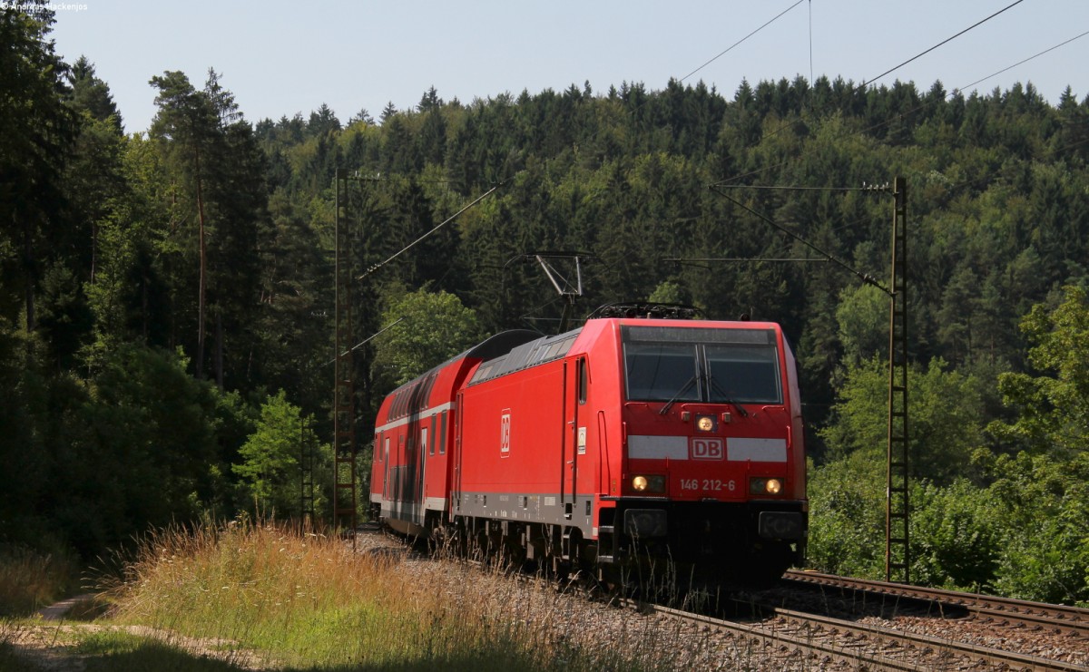 146 212-6 mit dem RE 19042 (Singen(Htw)-Stuttgart Hbf) bei Talmhle 28.7.13