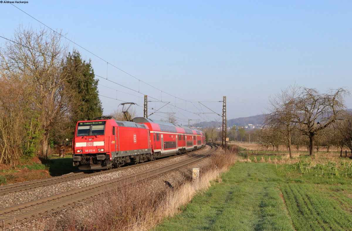 146 212-6 mit der RB 17081 (Offenburg-Freiburg(Brsg)Hbf) bei Kollmarsreute 19.3.20