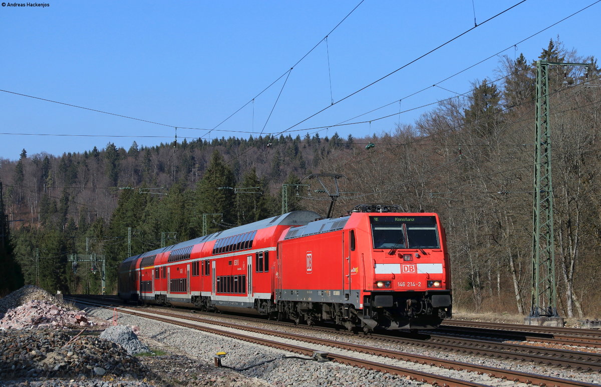 146 214-2 mit dem RE 4729 (Karlsruhe Hbf-Konstanz) in Hattingen 4.4.20