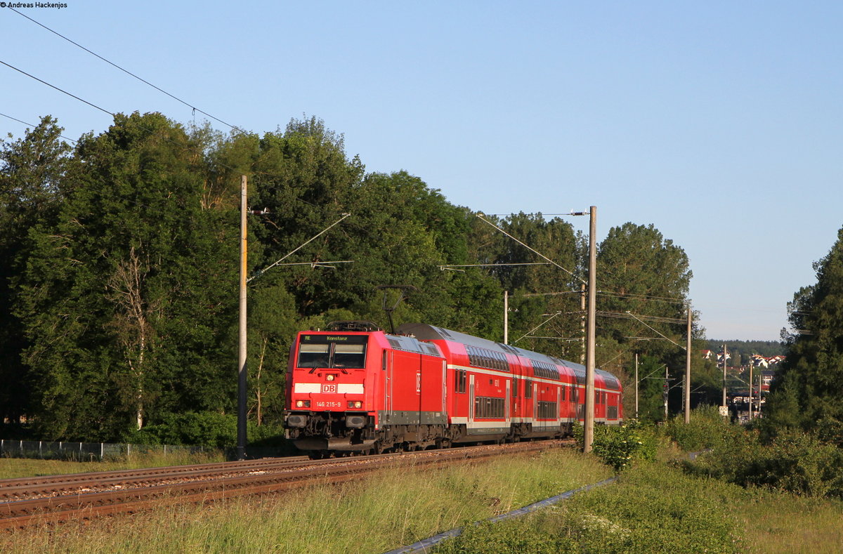 146 215-9 mit dem RE 4703 (Offenburg-Konstanz) bei Donaueschingen 13.6.17
