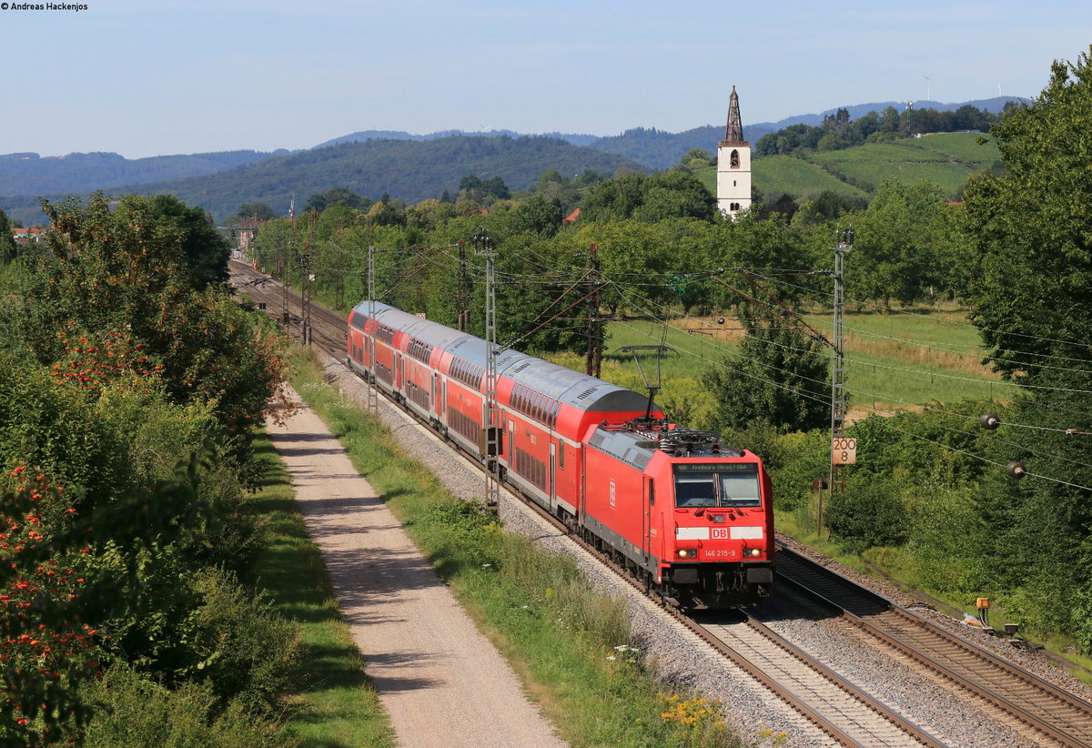 146 215-9 mit der RB 17125 (Offenburg-Freiburg(Brsg)Hbf) bei Denzlingen 23.7.20
