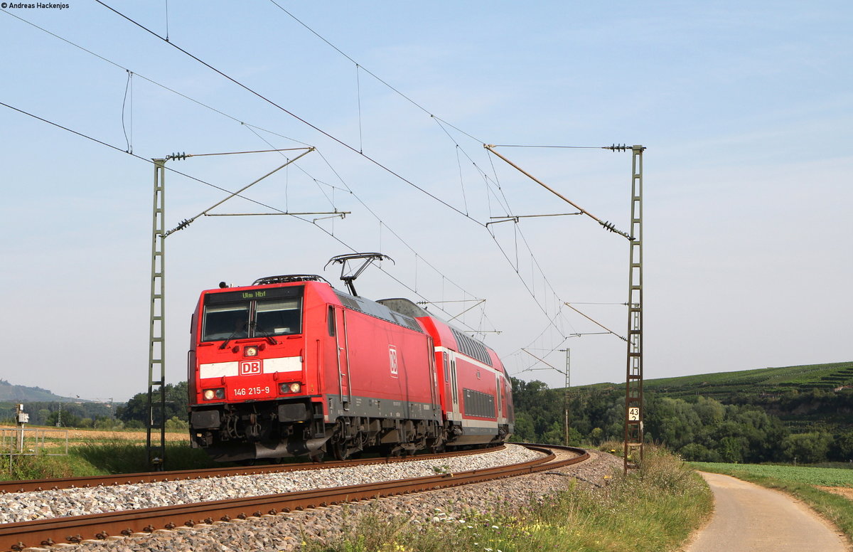 146 215-9 mit der RB 19113 (Osterburken-Ulm Hbf) bei Lauffen 16.8.16