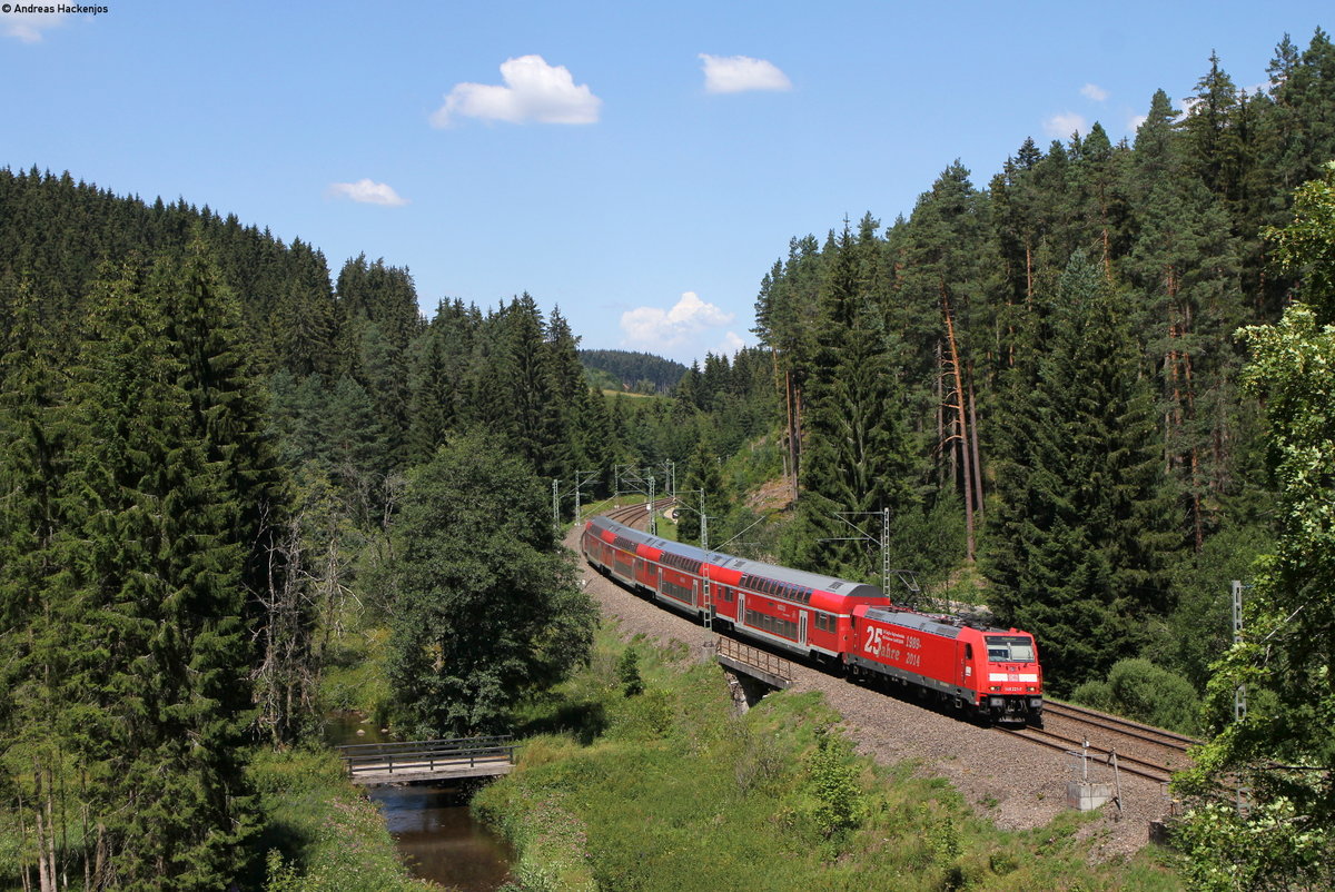 146 221-7  25 Jahre RAB  mit dem RE 4723 (Karlsruhe Hbf-Konstanz) im Groppertal 26.7.18