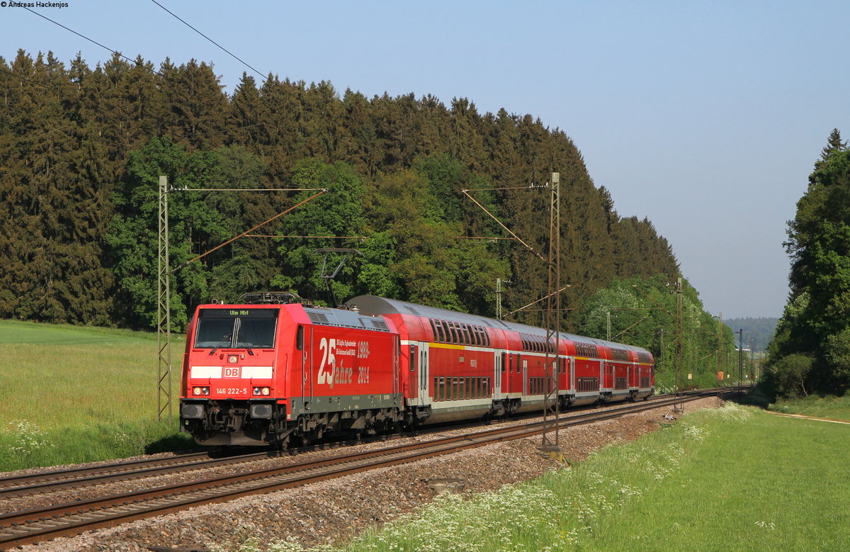 146 222-5  25 Jahre RAB  mit der RB 19215 (Stuttgart Hbf-Ulm Hbf) bei Gurgelhau 12.5.18