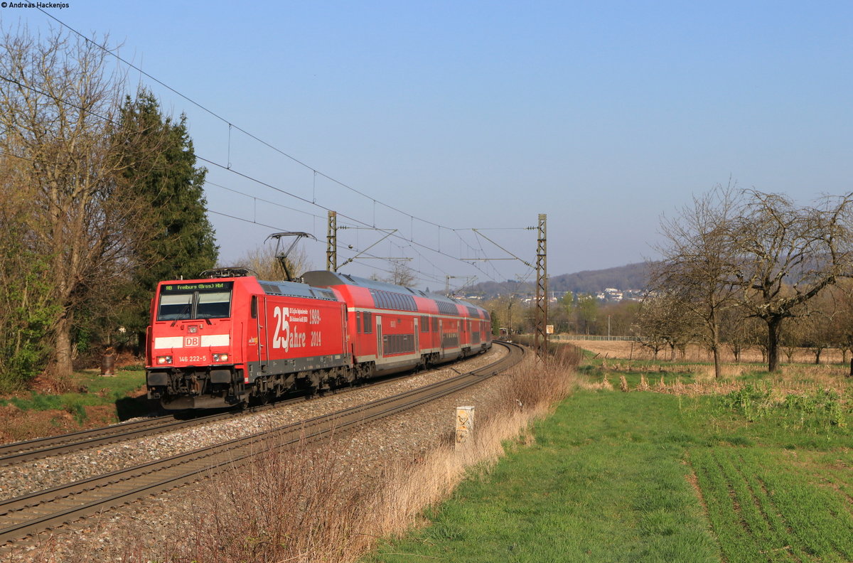 146 222-5  25 Jahre RAB  mit der RB 17087 (Offenburg-Freiburg(Brsg)Hbf) bei Kollmarsreute 19.3.20