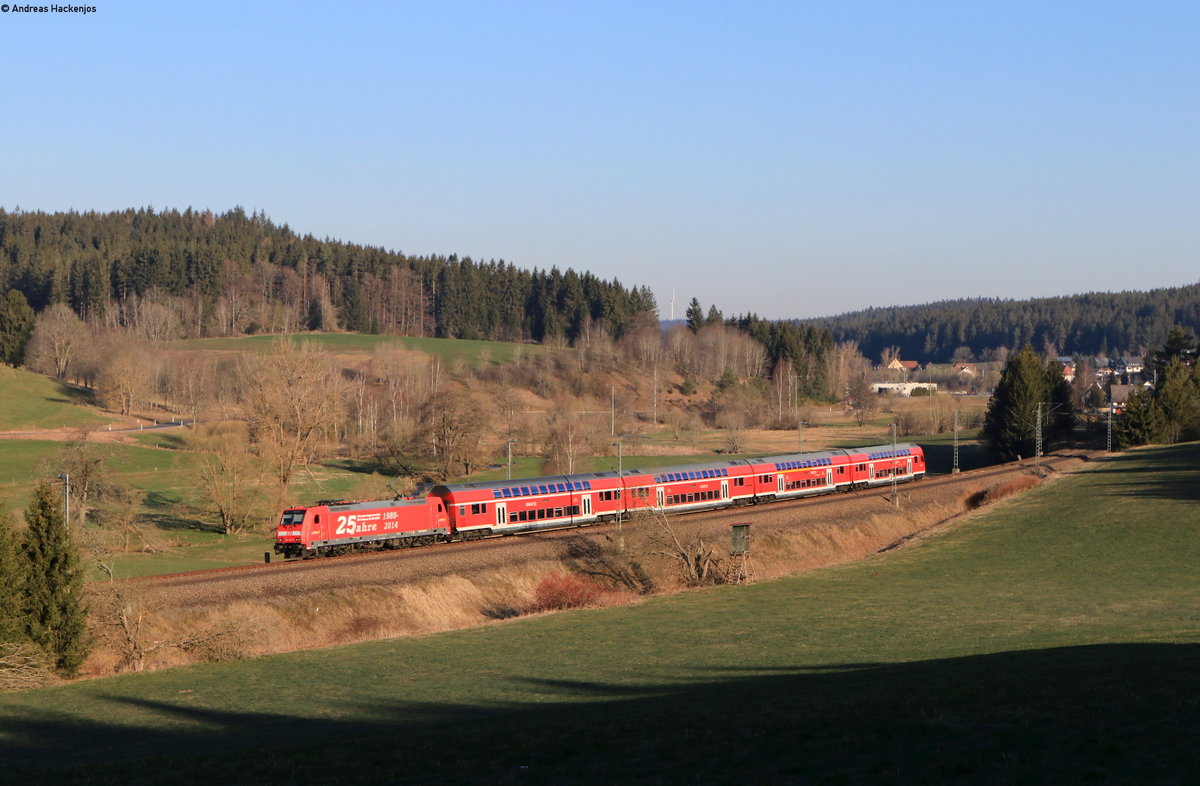 146 222-5  25 Jahre RAB  mit dem RE 4709 (Karlsruhe Hbf-Radolfzell) bei Stockburg 25.3.20