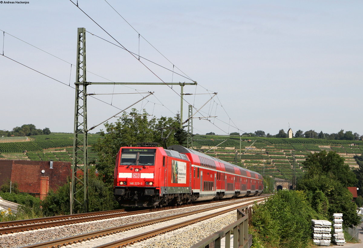146 223-3 mit dem RB 19117 (Osterburken-Stuttgart Hbf) bei Kirchheim 16.8.16
