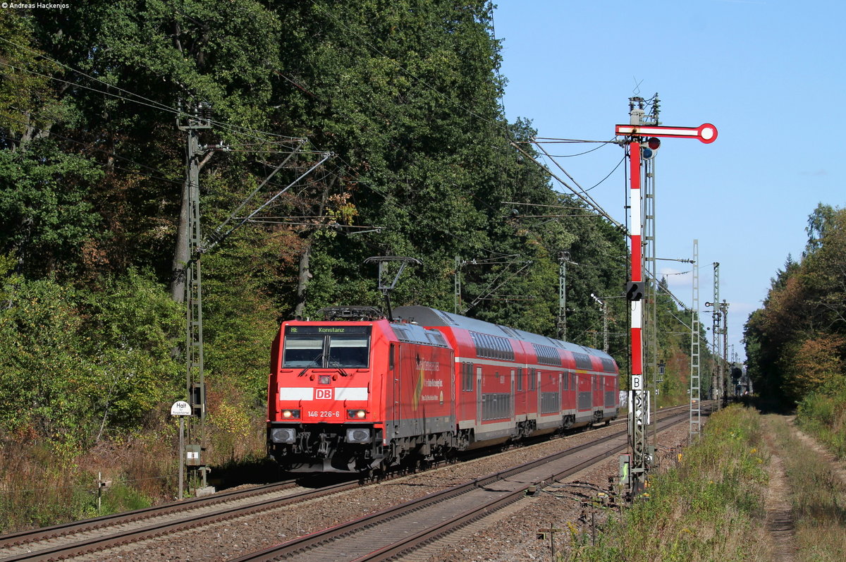 146 226-6 mit dem RE 4729 (Karlsruhe Hbf-Konstanz) bei Forchheim 25.9.18