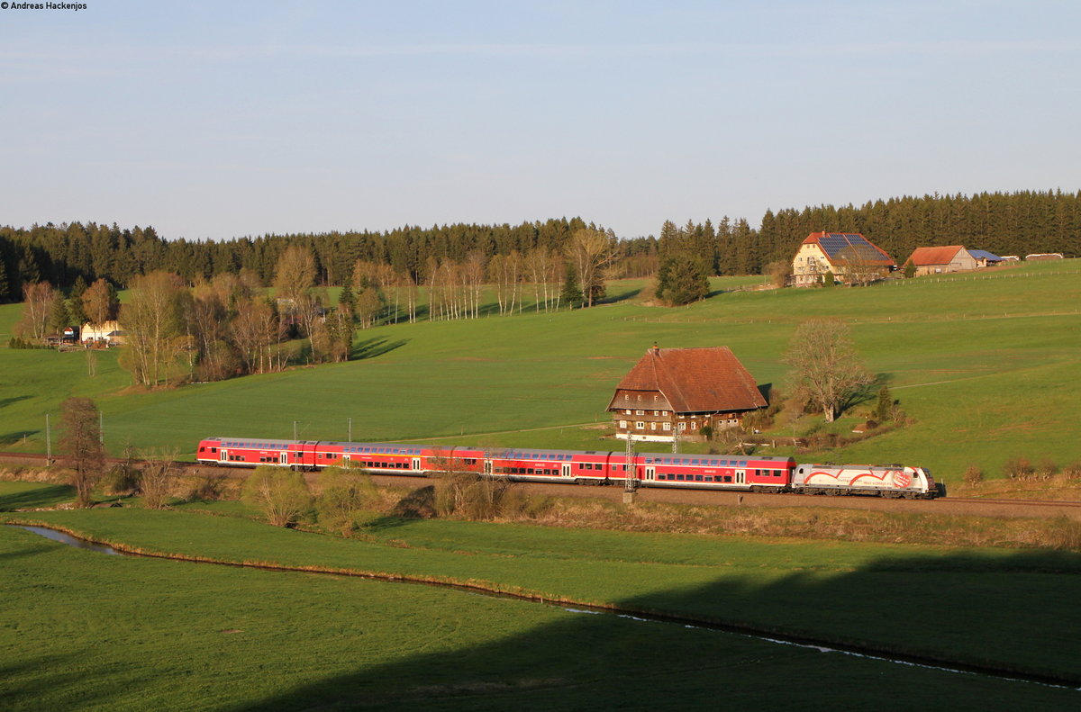 146 227-4  Neubaustrecke Stuttgart-Ulm  mit dem RE 4271 (Karlsruhe Hbf-Konstanz) bei Stockburg 20.4.18