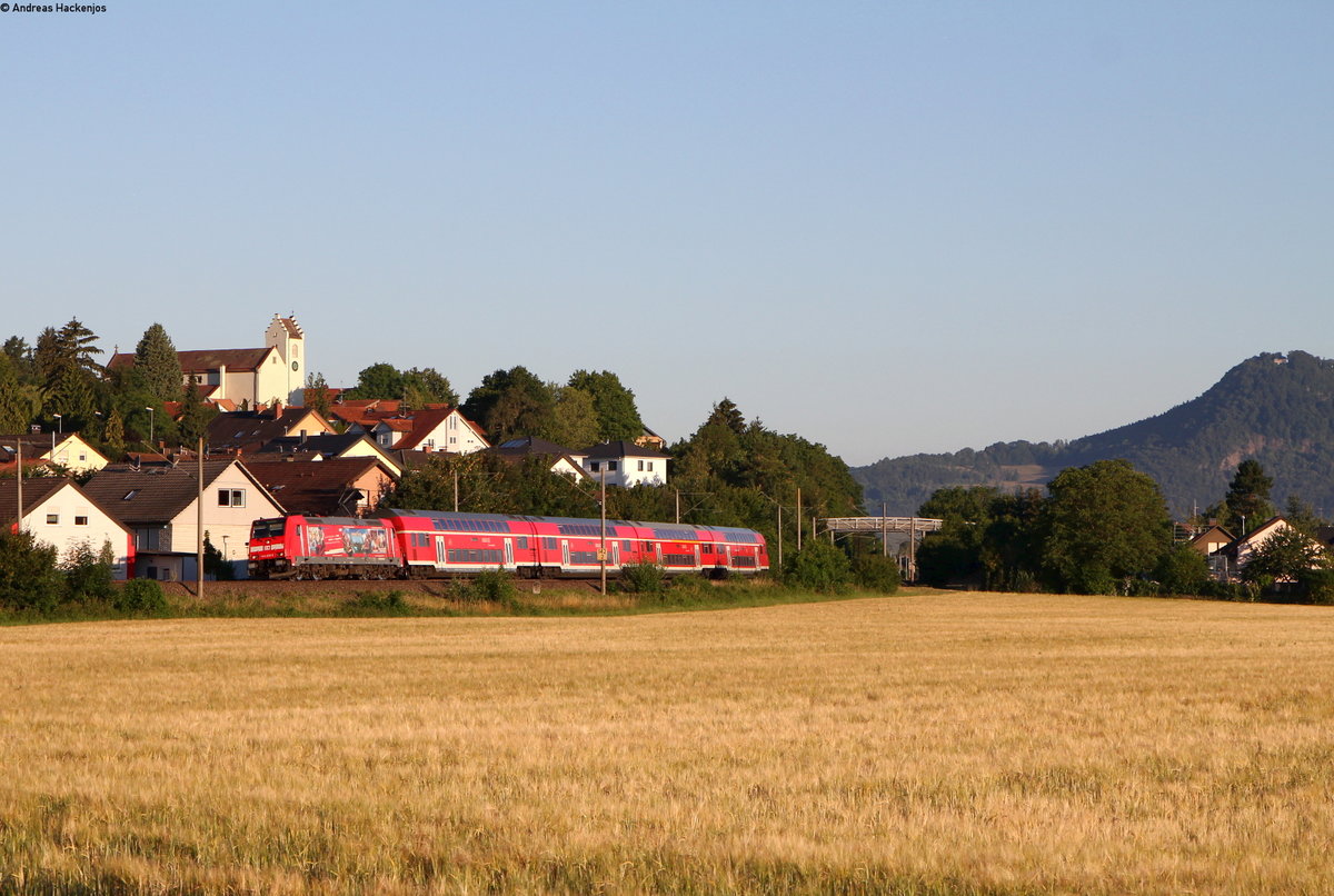 146 229-0  Europapark Rust  mit dem RE 4701 (Villingen(Schwarzw)-Konstanz) bei Mühlhausen 12.7.18