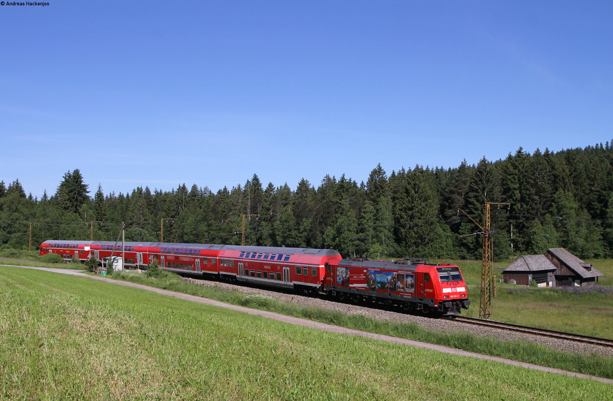 146 229-0  Europapark Rust  mit der RB 17265 (Freiburg(Brsg)Hbf-Seebrugg) bei Hinterzarten 24.6.19