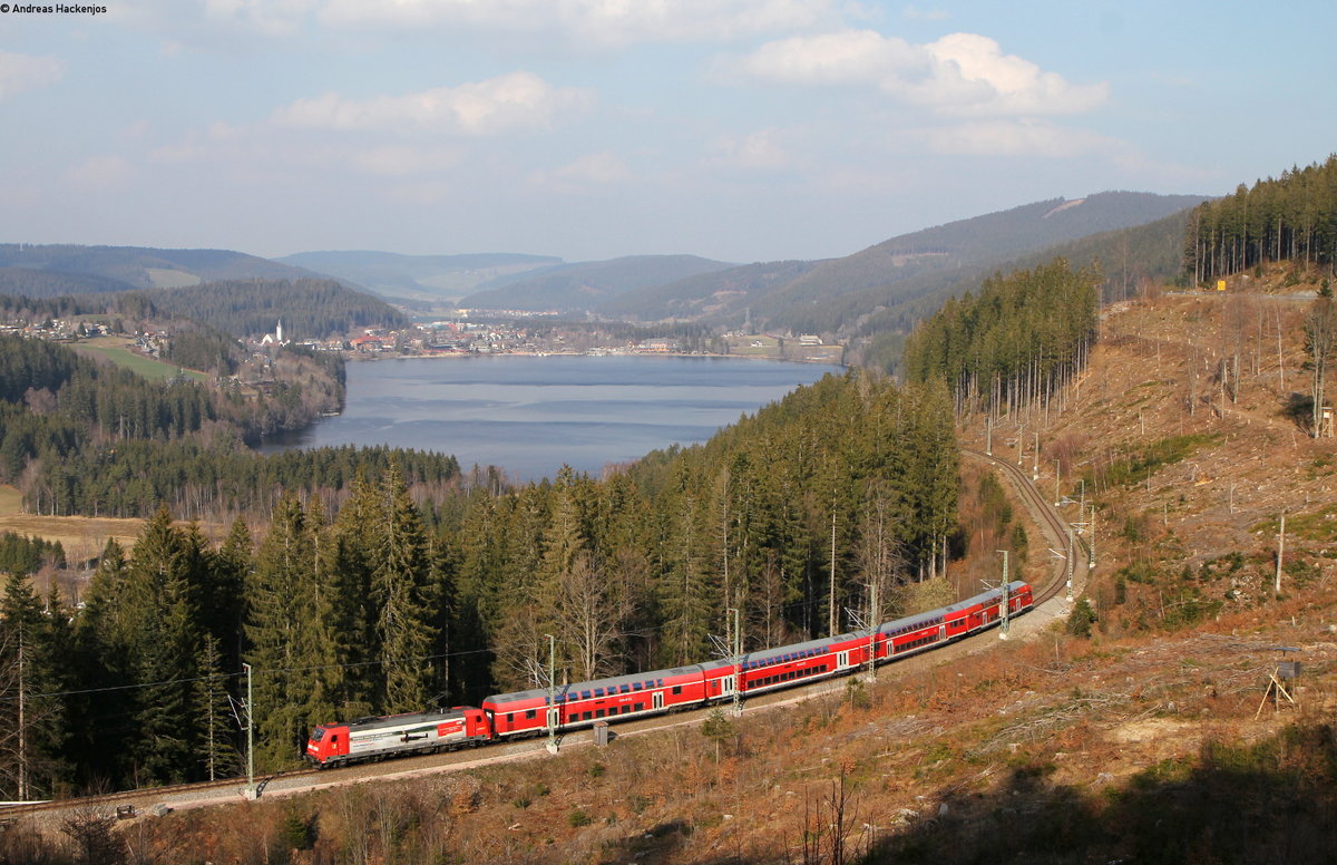 146 230-8  750 Jahre Radolfzell  mit der RB 17279 (Freiburg(Brsg)Hbf-Seebrugg) bei Bärental 1.4.19