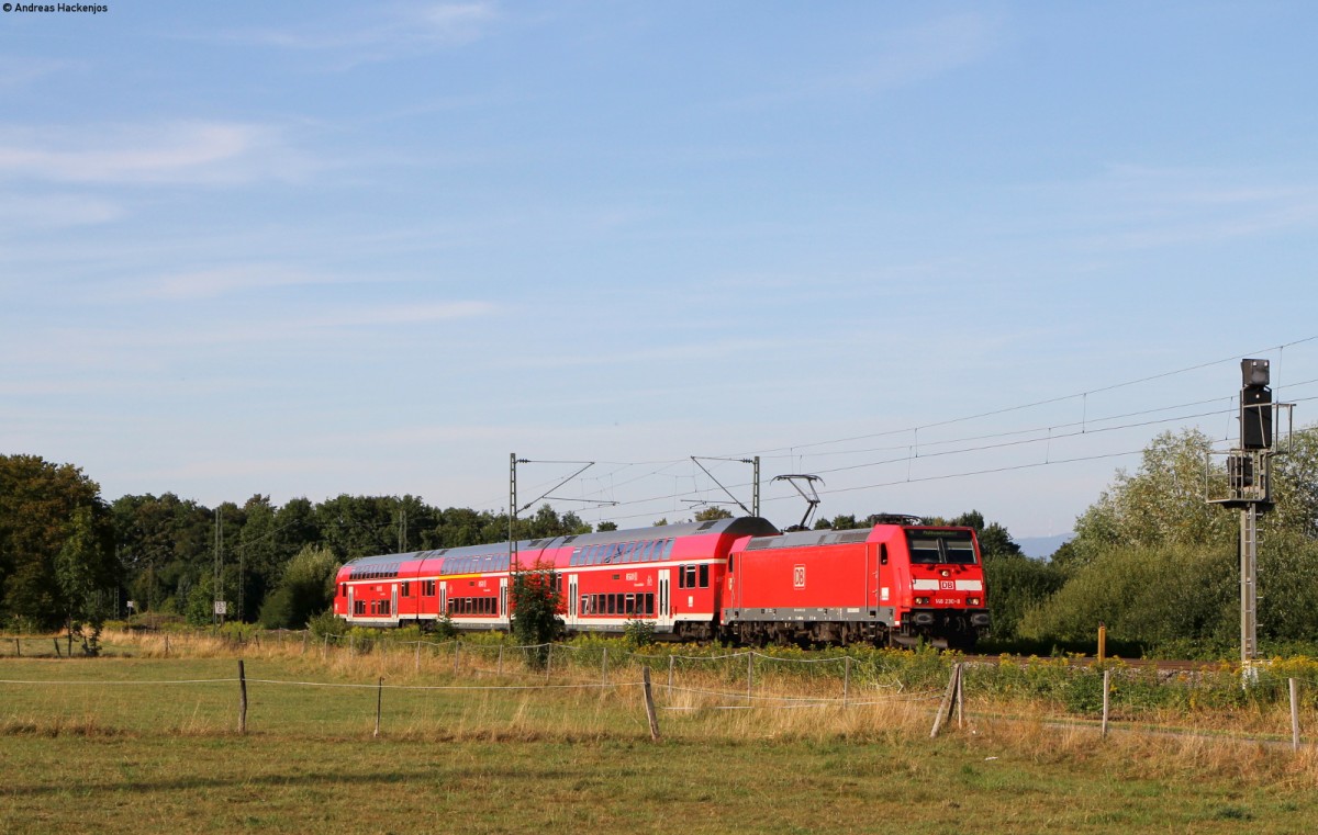 146 230-8 mit der RB 26585 (Offenburg-Müllheim(Baden)) bei Niederschopfheim 5.8.15
