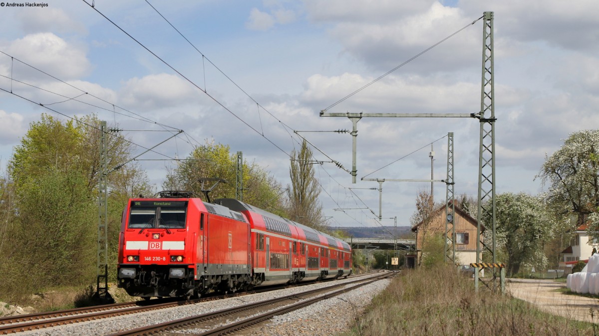 146 230-8  Radolfzell  mit dem IRE 5315 (Karlsruhe Hbf-Konstanz) bei Hohehnkrähen 9.4.14