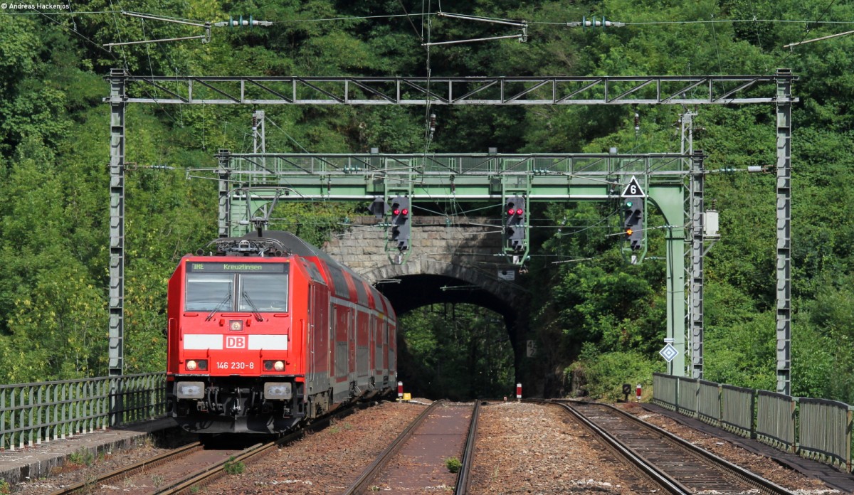 146 230-8  Radolfzell  mit IRE 5315 (Karlsruhe Hbf-Kreuzlingen) in Hornberg 30.7.13