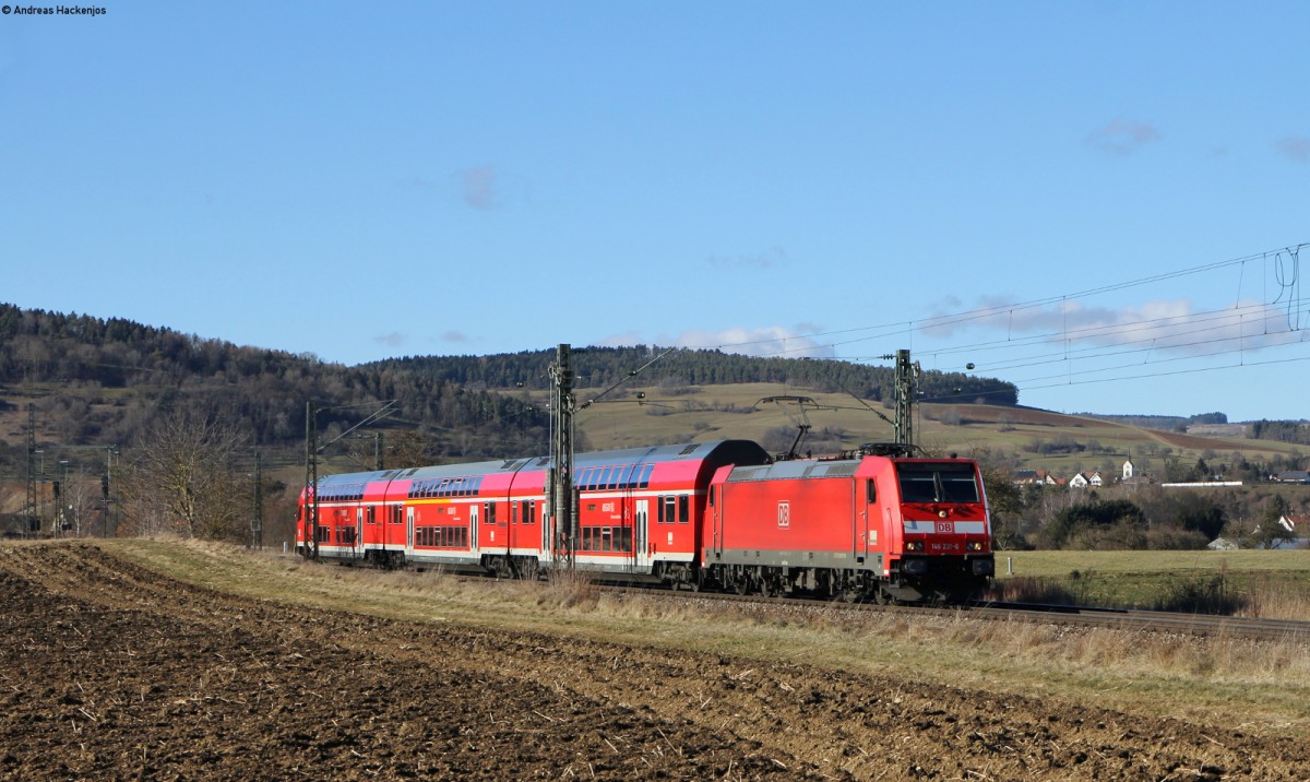 146 231-6 mit dem RE 4713 (Karlsruhe Hbf-Konstanz) bei Welschingen 12.2.14