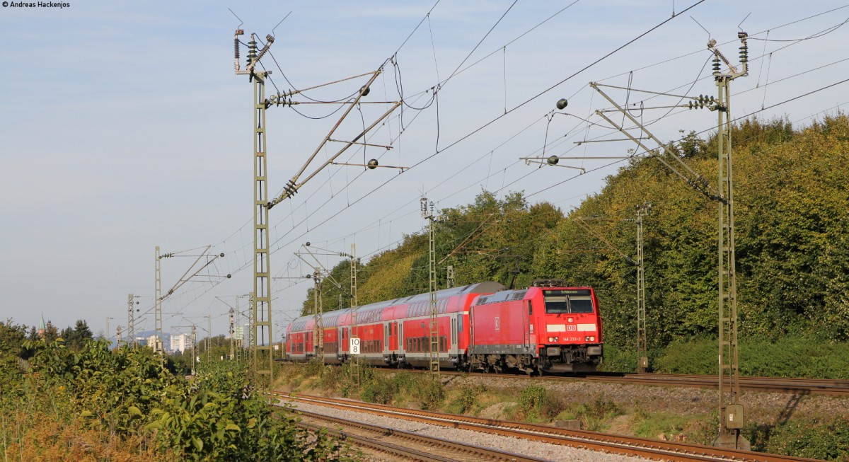 146 233-2  Donaueschingen  mit dem RE 5345 (Offeburg-Schliengen) bei Leutersberg 28.9.14