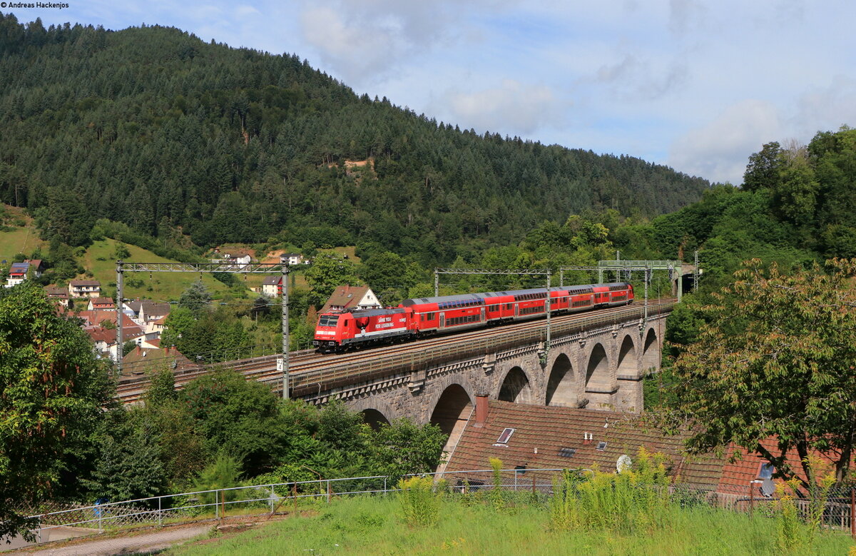 146 234-0  Lockdown  mit dem RE 4719 (Karlsruhe Hbf-Konstanz) auf dem Reichenbachviadukt 17.8.21