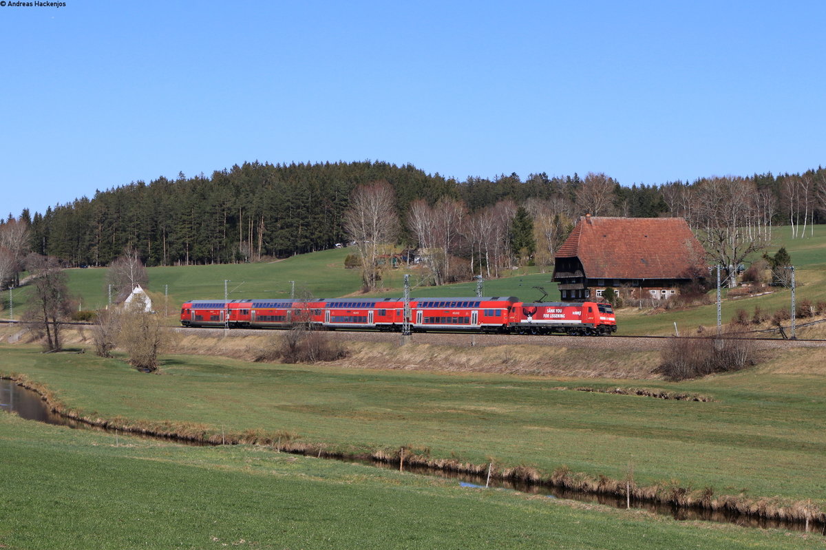 146 234-0  Lokdown  mit dem RE 29029 (St.Georgen(Schwarzw)-Konstanz) bei Stockburg 4.4.21