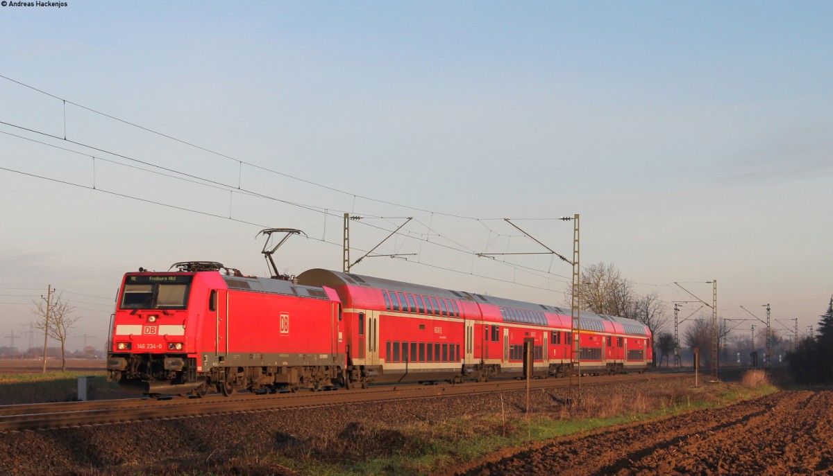 146 234-0 mit der RB 26561 (Offenburg-Freiburg(Breisgau) Hbf) bei Riegel 15.1.14