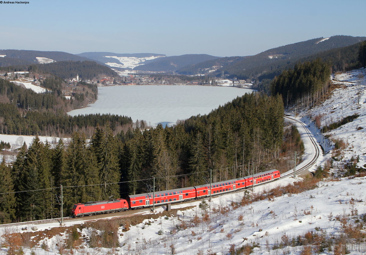 146 235-7 mit der RB 17271 (Freiburg(Brsg)Hbf-Seebrugg) bei Bärental 21.2.19
