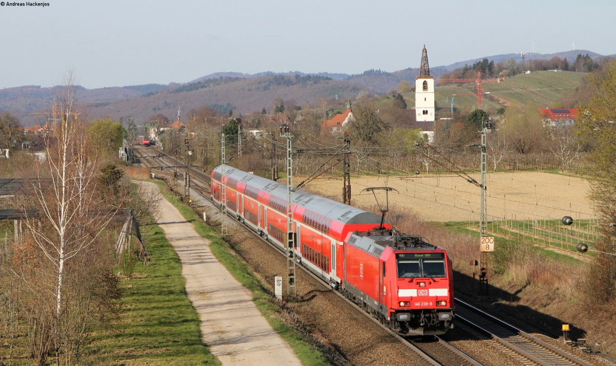 146 239-9  Hausach  mit dem RE 5343 (Offenburg-Basel SBB) bei Denzlingen 19.3.14