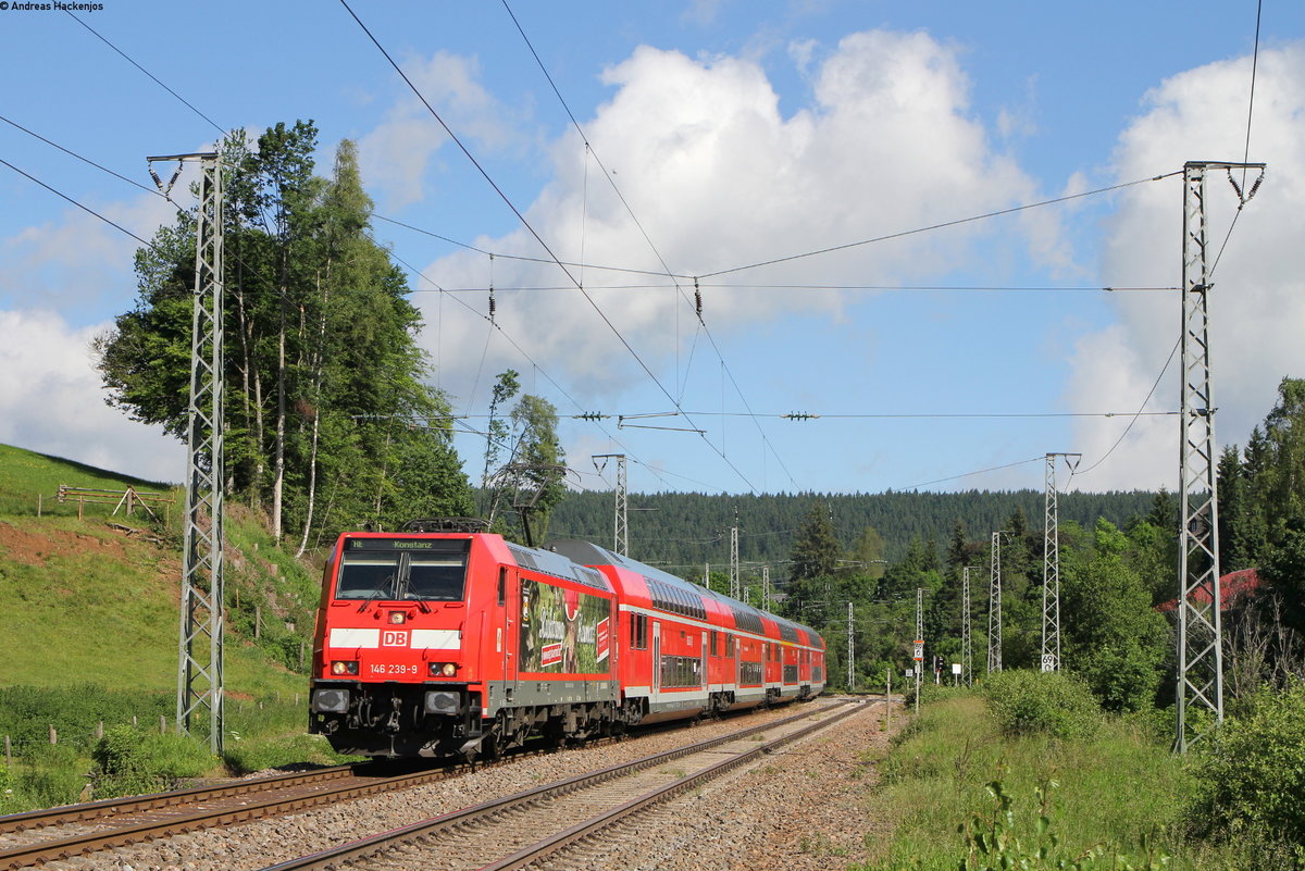 146 239-9  Vogtsbauernhof  mit dem RE 4715 (Karlsruhe Hbf-Konstanz) bei Sommerau 16.6.17