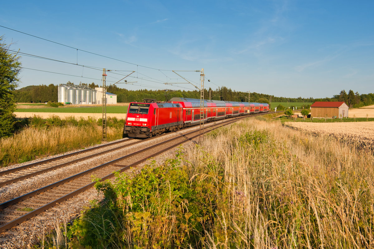 146 244 als RE 4864 (München Hbf - Nürnberg Hbf) bei Batzhausen, 10.07.2019