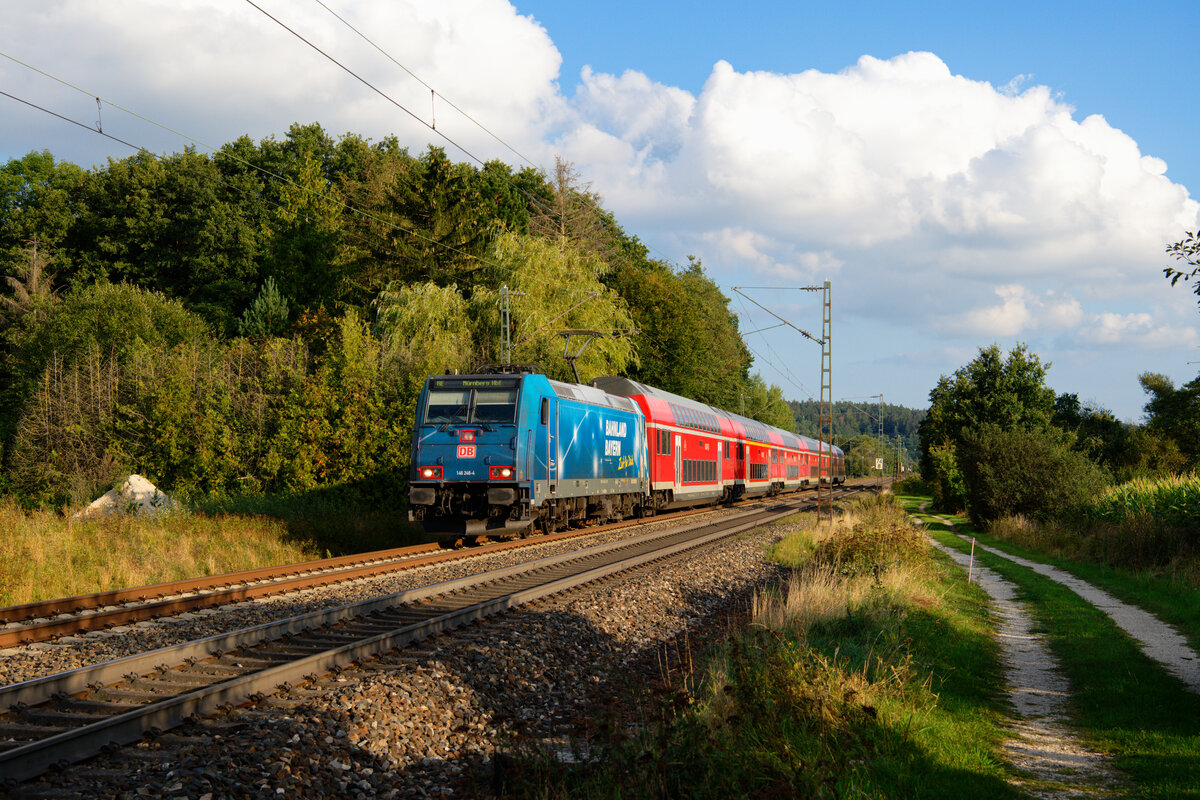 146 246 DB Regio  Bahnland Bayern  mit dem RE 4860 (München Hbf - Nürnberg Hbf) bei Postbauer-Heng, 11.09.2020
