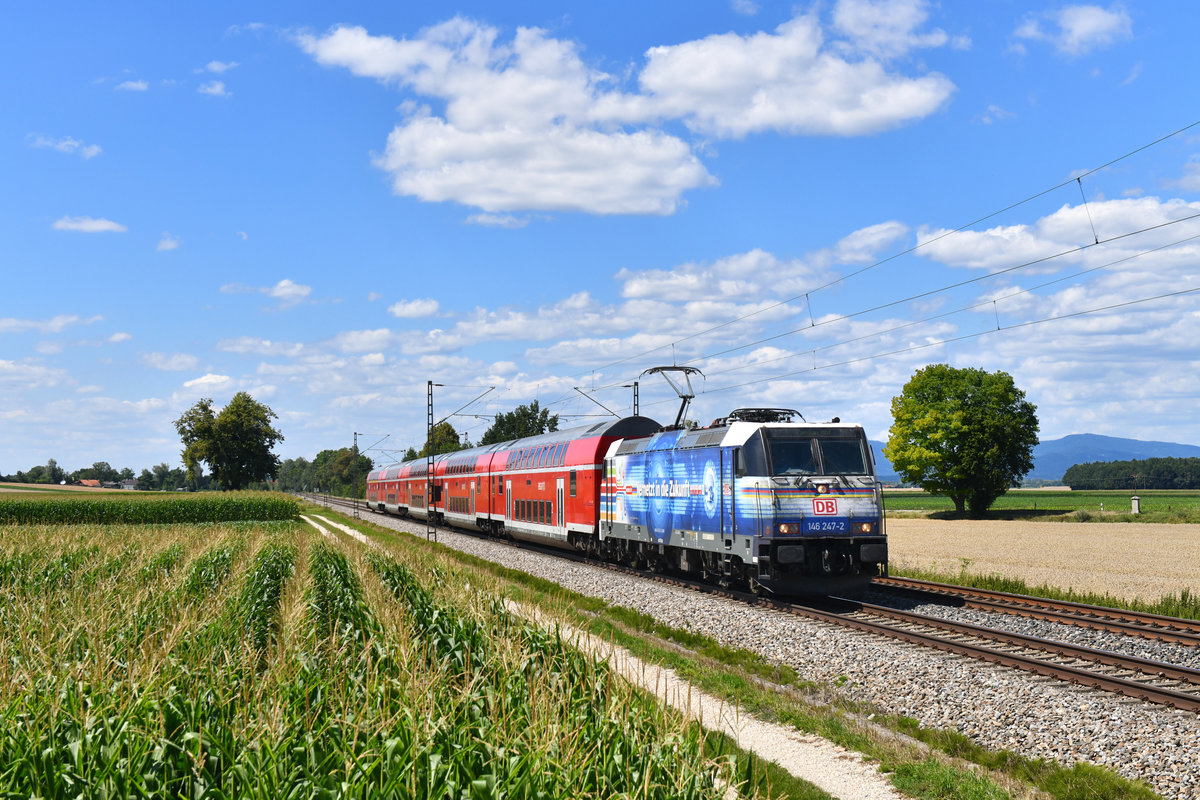 146 247 mit einem RE am 08.07.2018 bei Langenisarhofen. 