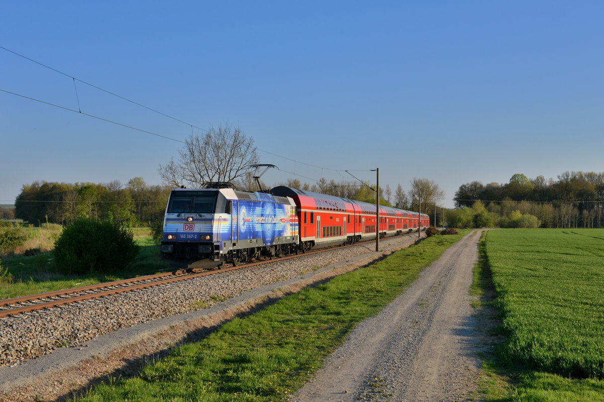146 247 mit einem RE am 20.04.2016 bei Wallersdorf. 