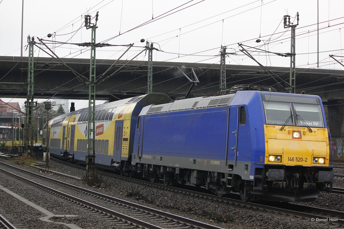 146 520-2 Metronom in Hamburg Harburg, am 15.11.2016.