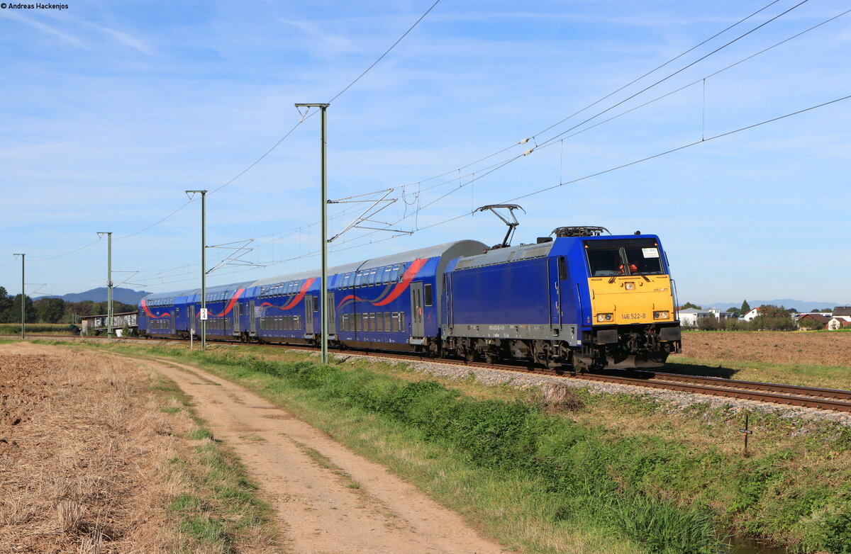 146 522-8 mit der S 88366 (Freiburg(Brsg)Hbf-Waldkirch) bei Buchholz 1.10.21