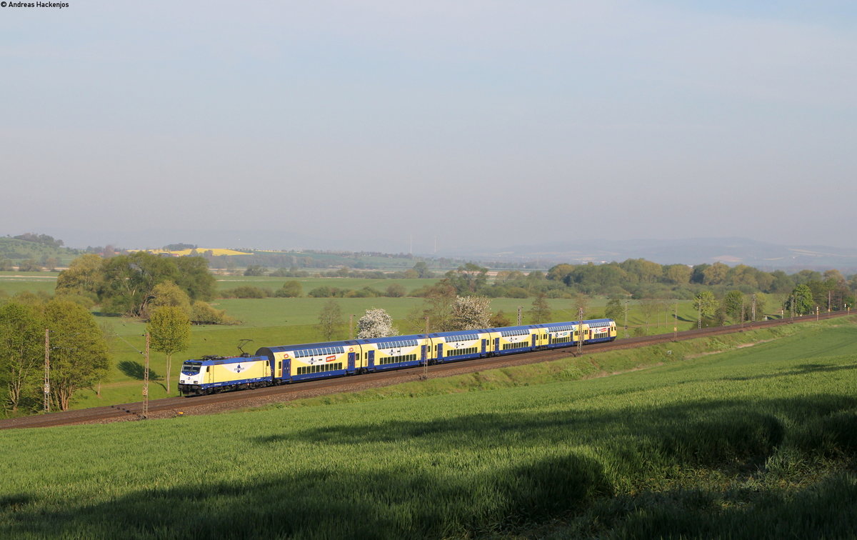 146 535-0 mit dem ME 82845 (Hannover Hbf-Göttingen) bei Hohnstedt 6.5.16