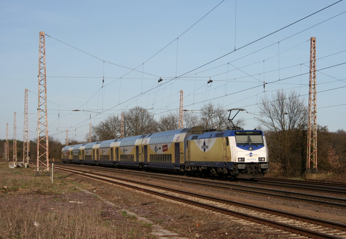 146 535 mit ME 82822 (Gttingen–Uelzen) am 26.03.2017 in Klein Sstedt