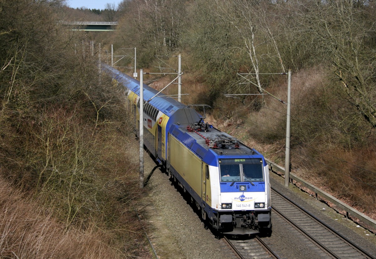146 541 mit ME 81918 (Hamburg Hbf–Bremen Hbf) am 06.04.2015 zwischen Hittfeld und Klecken