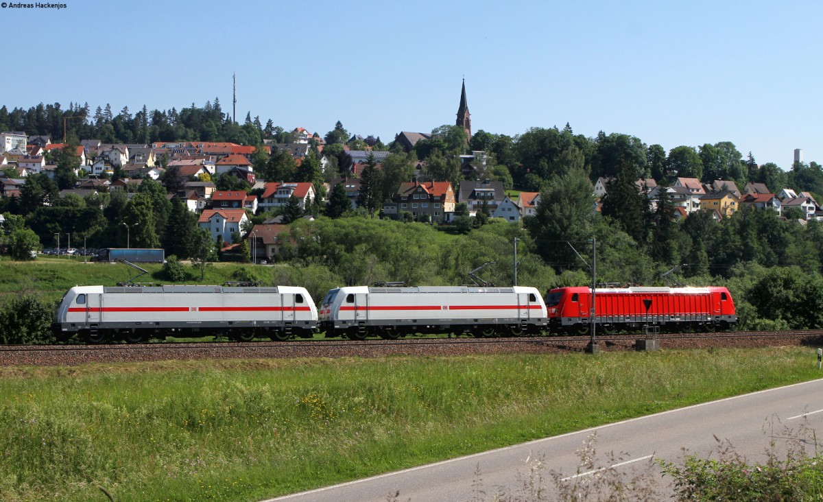 146 566-5; 146 551-7 und 187 103 als Mess DbZ 93623 ? (St.Georgen(Schwarzw)-Triberg)) bei St.Georgen 17.6.15