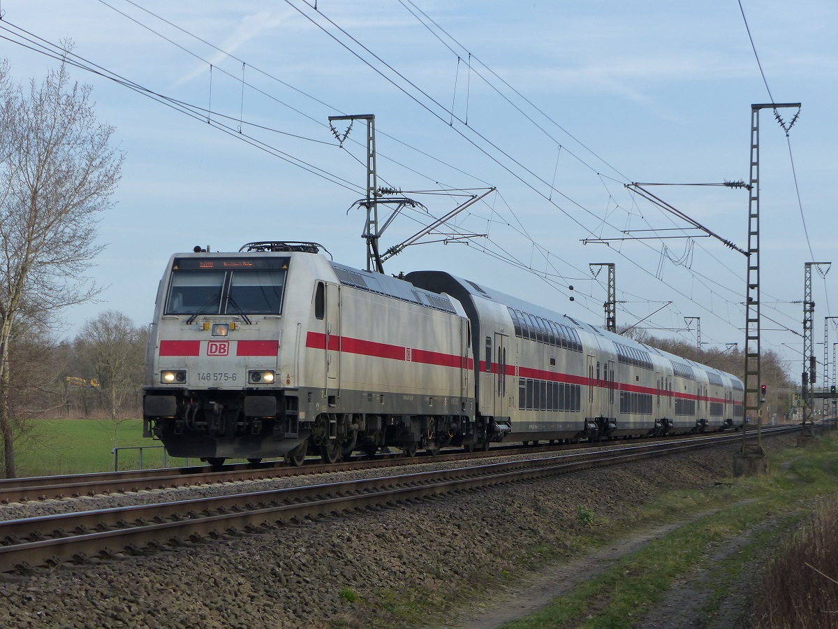 146 575 mit IC nach Norddeich=Mole in Bentlage=Bentlage, 25.02.2021