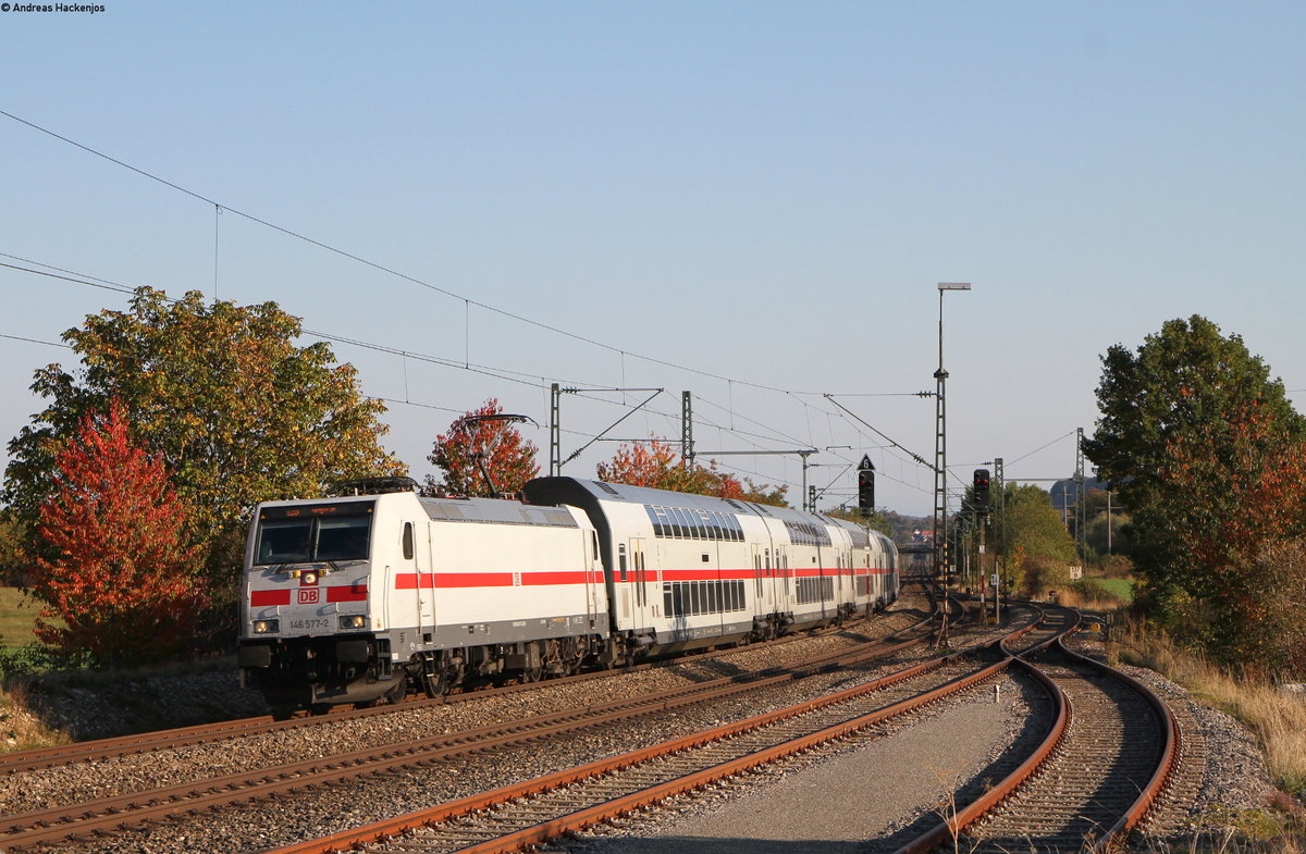 146 577-2 mit dem IC 2384/RE 52387 (Singen(Htw)-Stuttgart Hbf) in Welschingen 15.10.18