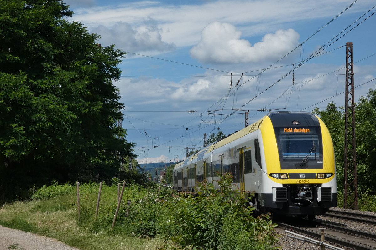 1462 006/506 fuhr am 20.06.2020 mit der ZZA  Nicht einsteigen  durch Denzlingen in Richtung Freiburg (14:45 Uhr).