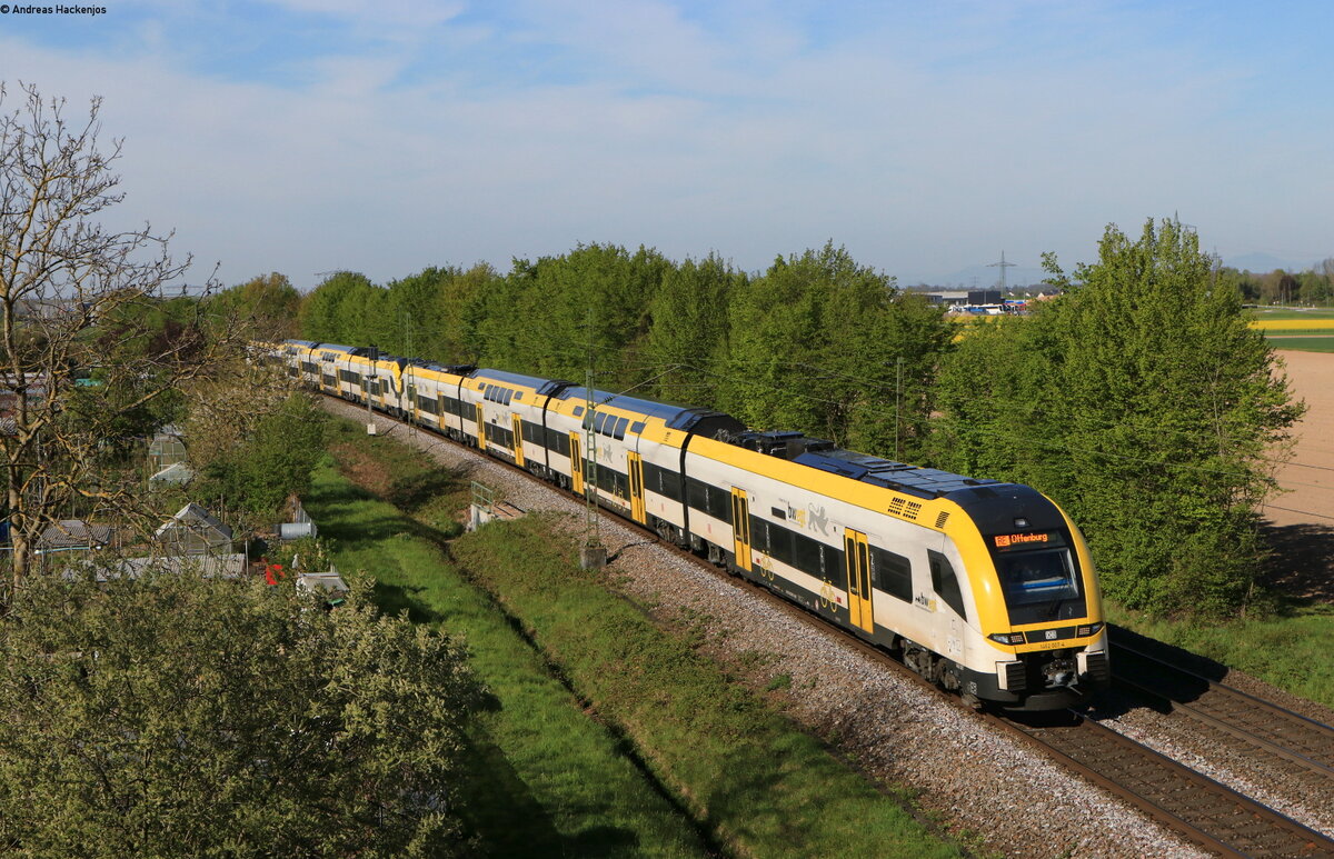 1462 007 und 1462 006 als RE 17010 (Basel Bad Bf-Offenburg) bei Offenburg 26.4.21