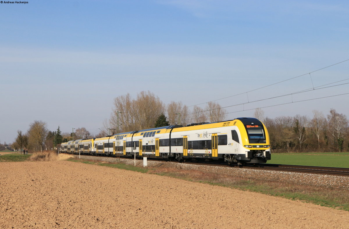 1462 012 und 1462 002 als RE 5337 (Offenburg-Basel SBB) bei Riegel 8.3.21