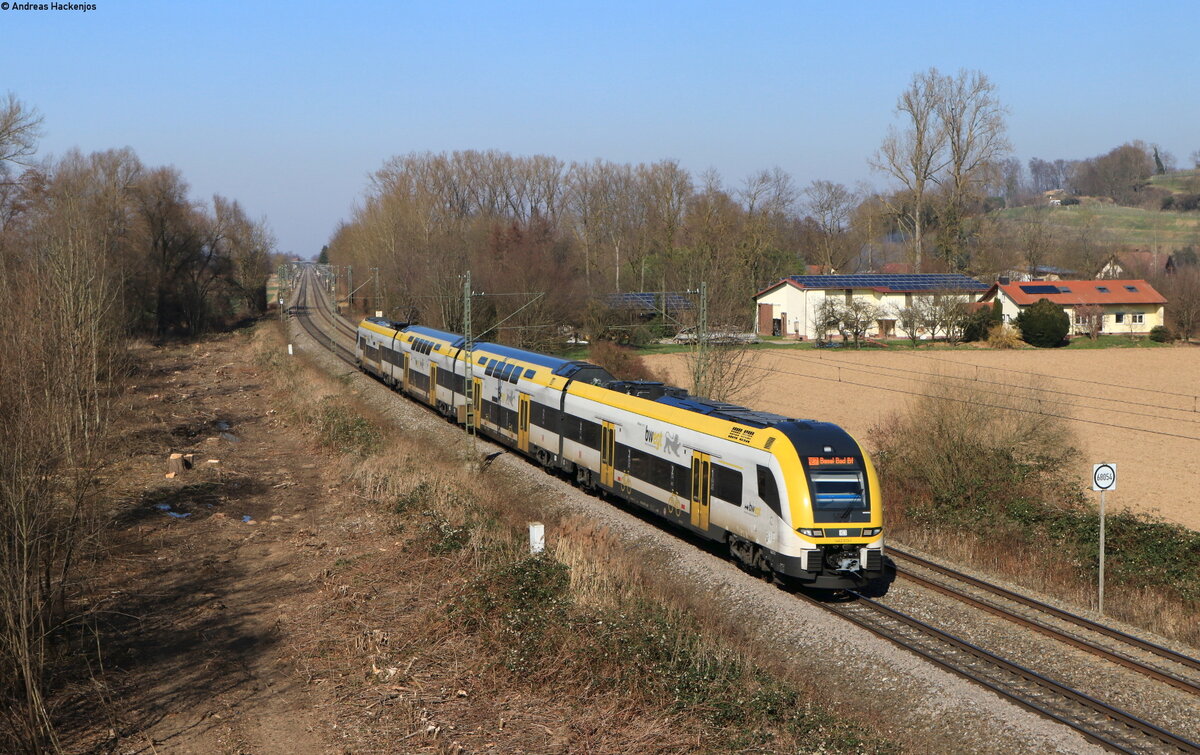 1462 013 als RE 17017 (Offenburg - Basel Bad Bf) bei Riegel 4.3.22