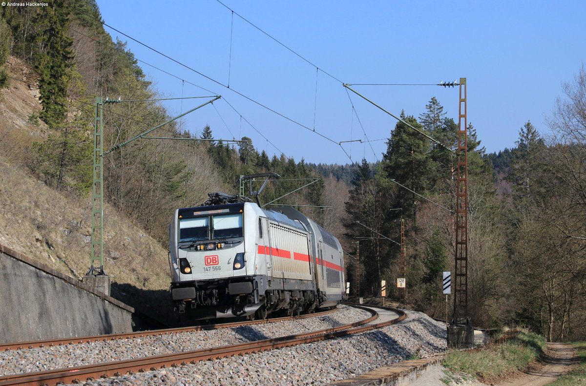 147 566-4 mit dem IC 2384/ RE 52384 (Singen(Htw)-Stuttgart Hbf) bei Talmühle 4.4.20