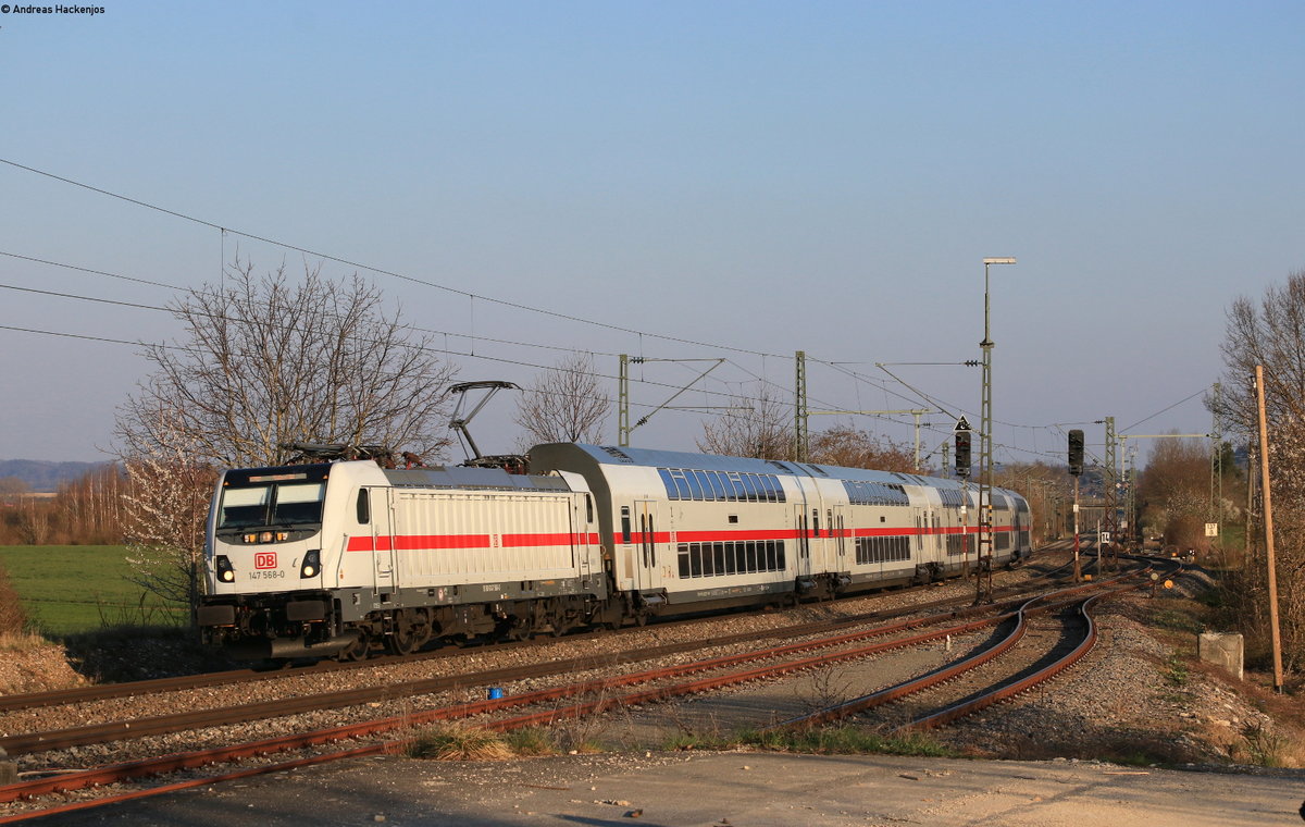 147 568-0 mit dem IC 2382/RE 52382 (Singen(Htw)-Stuttgart Hbf) in Welschingen 4.4.20