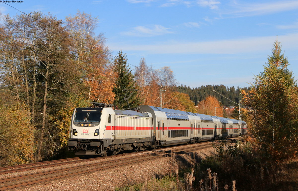147 568-0 mit LPFT 27927 (Singen(Htw)-Stuttgart Hbf) bei St.Georgen 31.10.20