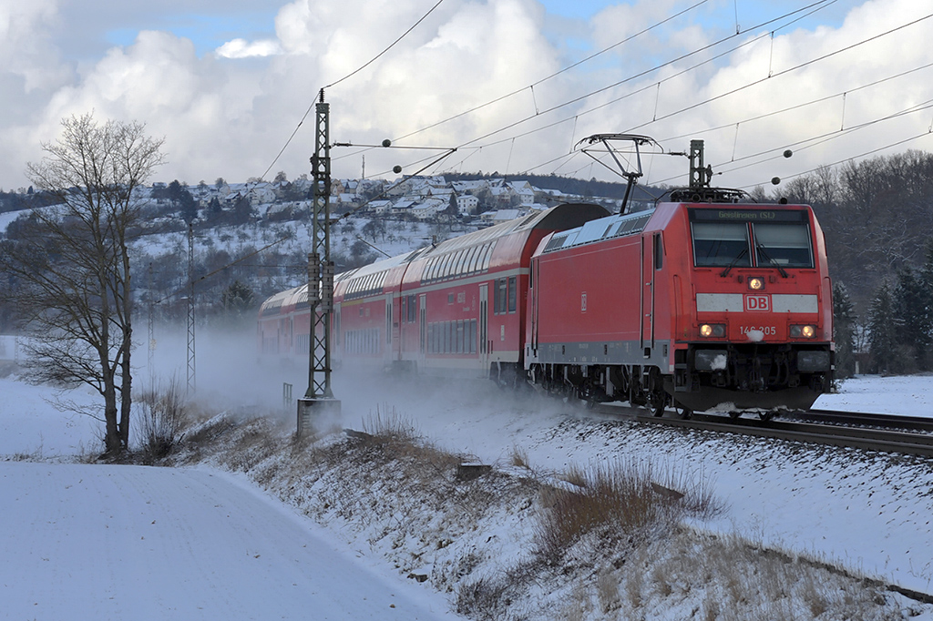 15.01.2017 Streckenabschnitt Uhingen 146 205 - winterliche Bahnromantik