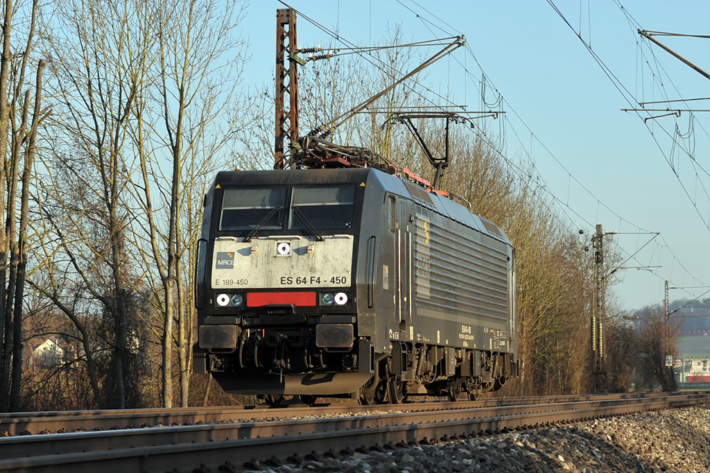 15.02.2017 Streckenabschnitt Uhingen E 189 450, solo Richtung Stuttgart