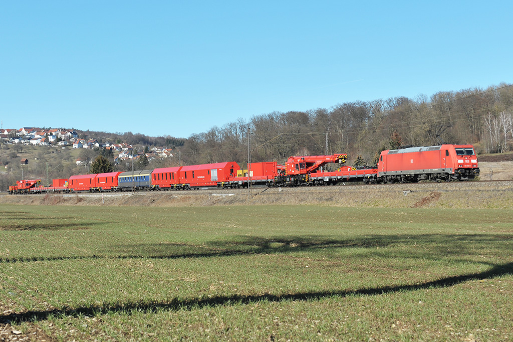 15.02.2019 Streckenabschnitt Uhingen 185 360-5  Netz Notfalltechnik 