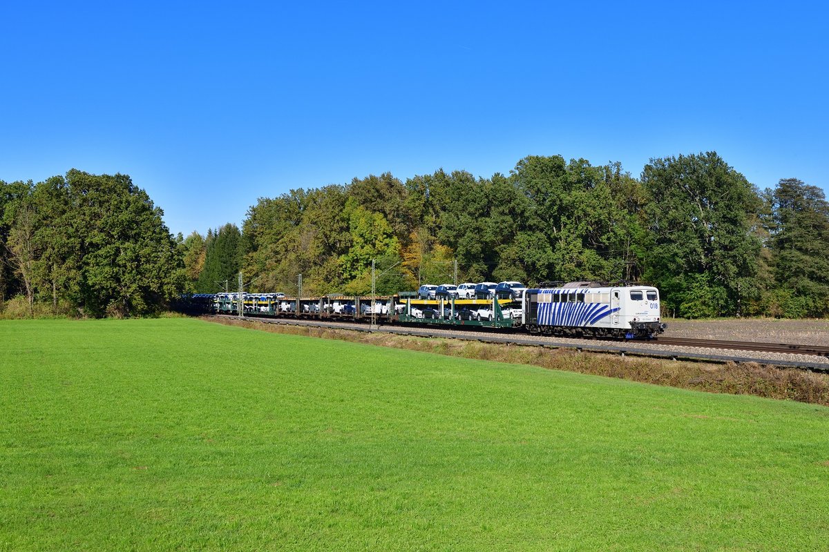 151 018 mit DGS 48865 am 26.10.2019 bei Brannenburg.